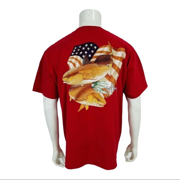 Guy Harvey Original Red Pocket Flag Graphic T shirt Mens XL - Picture 8 of 9
